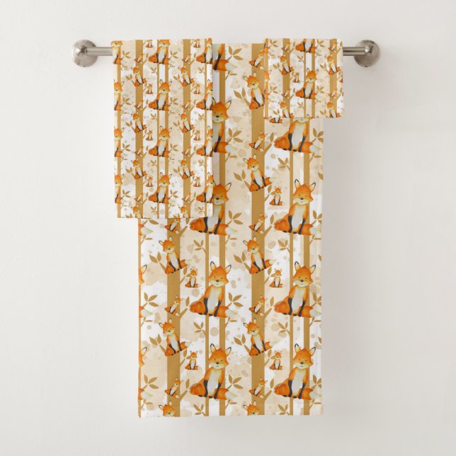 Conjunto De Toalhas estampão de madeira fox-chalé (Insitu)