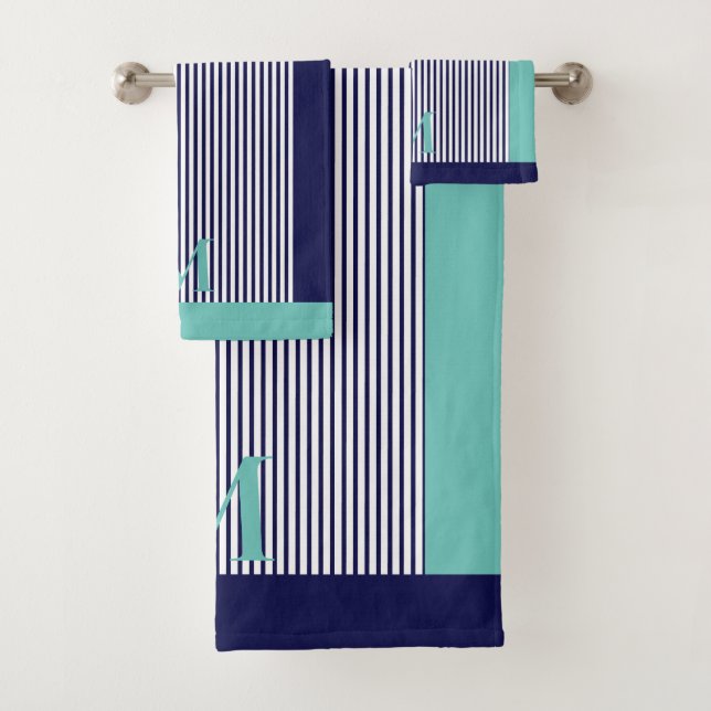 Conjunto De Toalhas Estética Personalizada Navy e Azul Claro (Insitu)