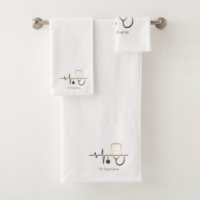 Conjunto De Toalhas Estetoscópio Batimento Cardíaco Médico (Insitu)