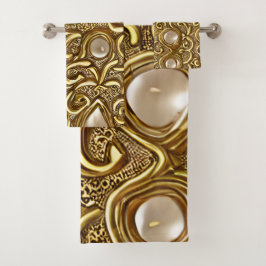 Conjunto De Toalhas Estilo Barroco Padrão Dourado Queimado