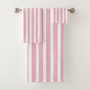 Conjunto De Toalhas Estilo de Algodão Vitoriano com Listras Rosa