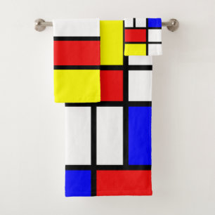 Conjunto De Toalhas Estilo de Arte Mondrian Moderno Brilhante Colorido
