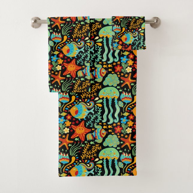 Conjunto De Toalhas Estilo de Cartoon de Vida Aquática (Insitu)