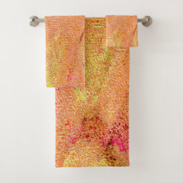 Conjunto De Toalhas Estilo de couro enrugado com tinta vestida, salmão
