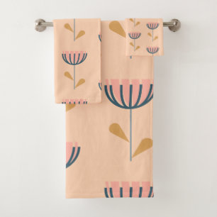 Conjunto De Toalhas Estilo de Folga Escandinavo Padrão Floral em Pês