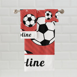 Conjunto De Toalhas Estilo de Natal Red Soccer Ball & Snow Kid