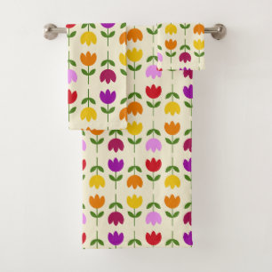 Conjunto De Toalhas Estilo escandinavo Colorido no Padrão de Flor Crm