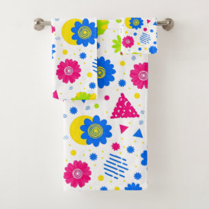 Conjunto De Toalhas Estilo Floral Retro Memphis dos Anos 90 Arte Pop V