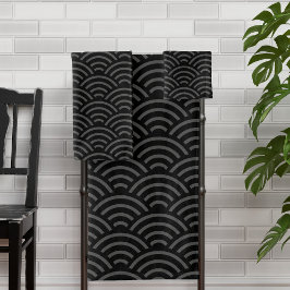 Conjunto De Toalhas Estilo Japonês de Padrão de Onda de Cinza Negra