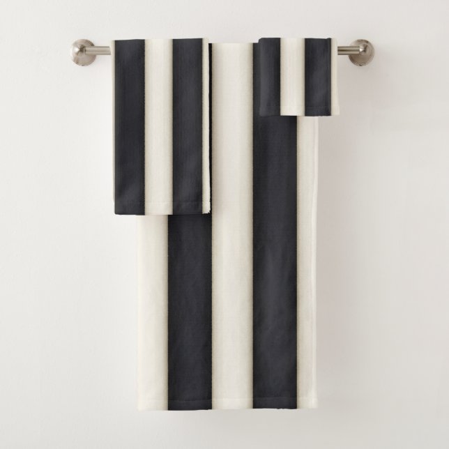 Conjunto De Toalhas Estilo Neo-Vitoriano Gótico de Stripes Pretas e Br (Insitu)