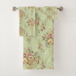 Conjunto De Toalhas Estilo Vitoriano Verde Francês Floral Rococo