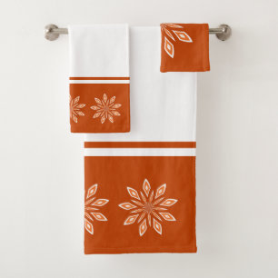Conjunto De Toalhas Estrela Abstrato branca e laranja