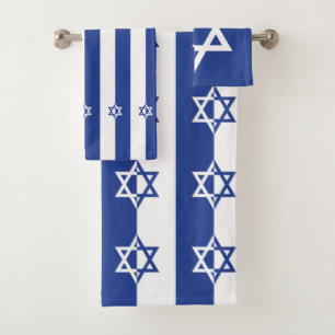 Conjunto De Toalhas Estrela de David azul e branca moderna judaica