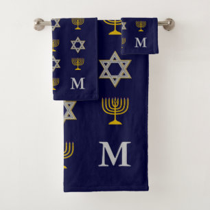 Conjunto De Toalhas Estrela Judaica Moderna de David Menorah Monograma