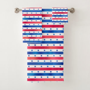 Conjunto De Toalhas Estrelas Azuis Brancas Patriotas Americanas