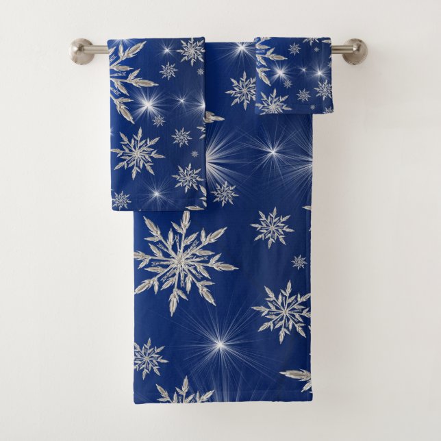 Conjunto De Toalhas Estrelas azuis do Natal com o cristal de gelo (Insitu)
