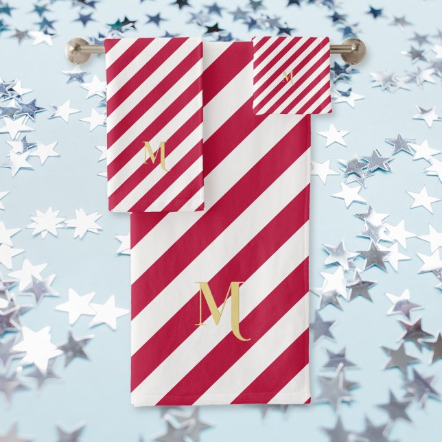 Conjunto De Toalhas Estrelas Azuis Vermelhas, Patrióticas, Monogramas (Monogrammed Patriotic Red White Blue Stars Stripes Bath Towel Set)