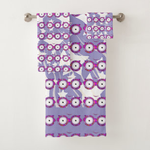 Conjunto De Toalhas Estrelas Com Óculos Crianças Lavanda