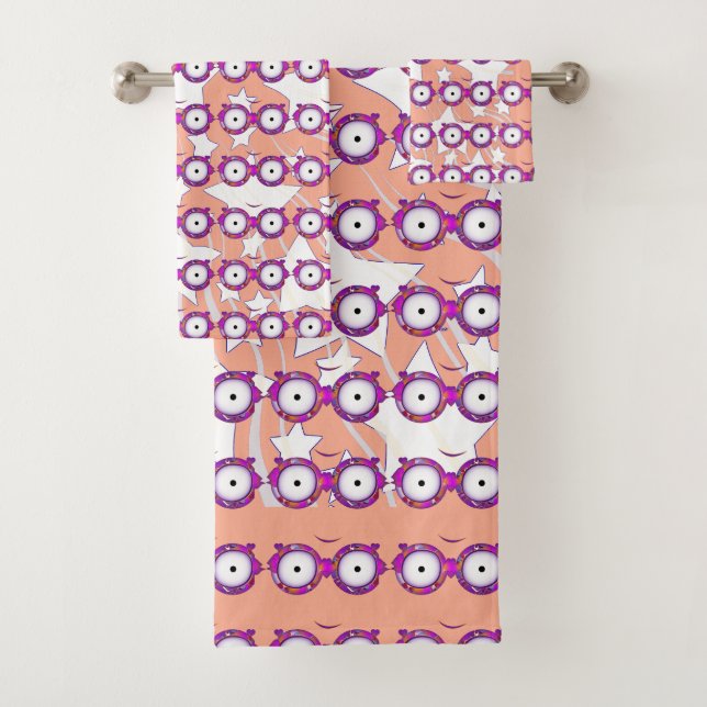 Conjunto De Toalhas Estrelas Com Óculos Kids Peach  (Insitu)