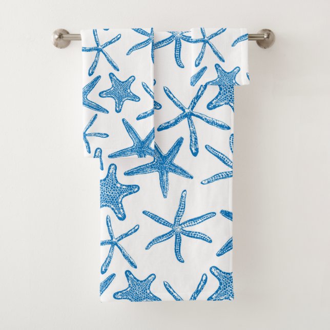 Conjunto De Toalhas Estrelas do mar em azul (Insitu)