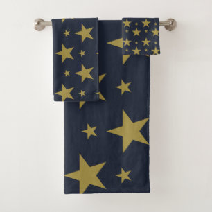 Conjunto De Toalhas Estrelas do ouro em azul Marinho - Elegante e Eter