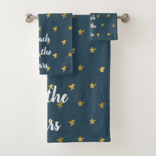 Conjunto De Toalhas Estrelas Douradas brancas marinhos