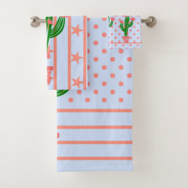 Conjunto De Toalhas Estrelas, listras, bolinhas e cacto corais