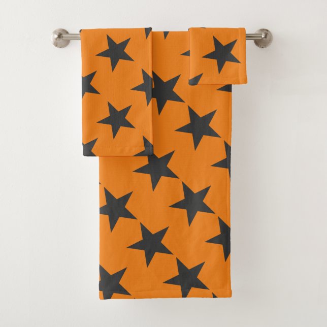 Conjunto De Toalhas Estrelas Negras em Laranja de Pumpkin (Insitu)