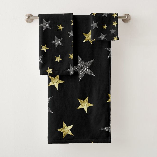 Conjunto De Toalhas Estrelas Prateadas e Douradas Estrela Negra de Hol (Insitu)