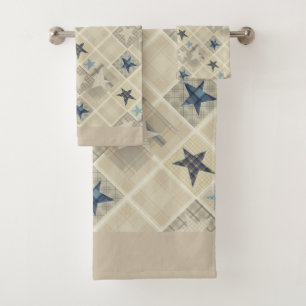 Conjunto De Toalhas Estrelas, retalhos, azuis