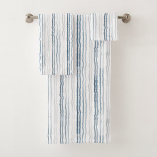 Conjunto De Toalhas Estrias De Aquarelas Finas, Azul-Marinho, Chapa, C