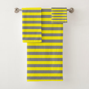 Conjunto De Toalhas Estrias de Cinzas de Amarelo e Carvão