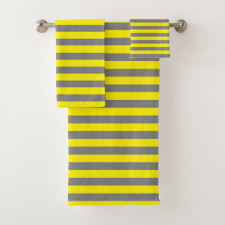 Conjunto De Toalhas Estrias de Cinzas de Amarelo e Carvão
