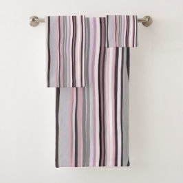 Conjunto De Toalhas Estrias ondulantes, cor-de-rosa e roxas