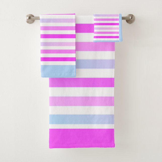Conjunto De Toalhas Estrias, rosa, verdes (Insitu)