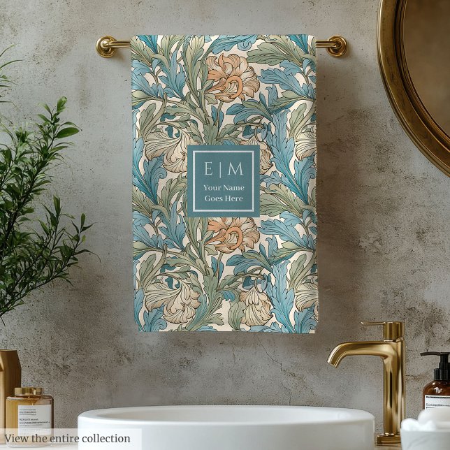 Conjunto De Toalhas Eterno Morris Inspirou Floral Personalizado (Timeless Morris Inspired Personalized Floral Bath Towel Set)