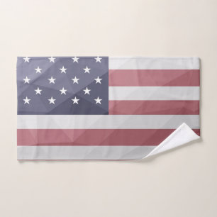 Conjunto De Toalhas EUA bandeira Red White Blue América Malha Geométri
