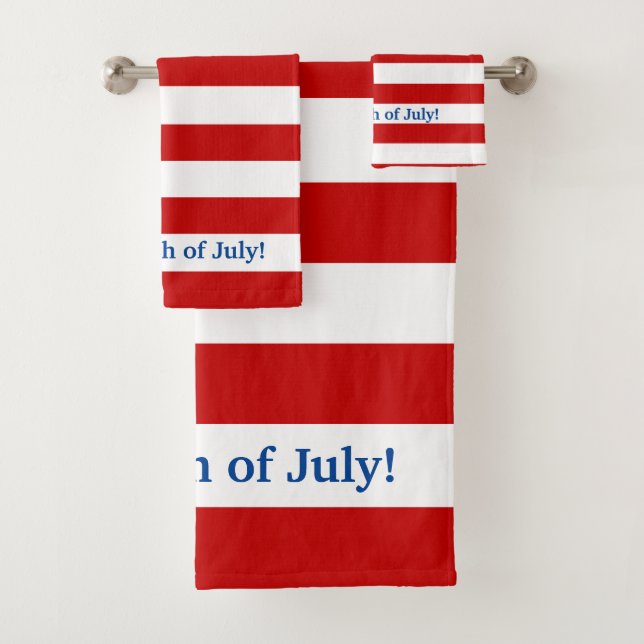 Conjunto De Toalhas EUA Flag Red White Stripes Feliz 4 de julho (Insitu)