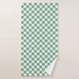 Conjunto De Toalhas Eucalyptus mist checkerboard pattern