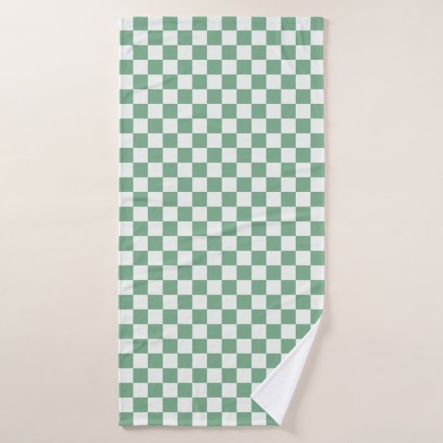 Conjunto De Toalhas Eucalyptus mist checkerboard pattern (Toalha de Banho)