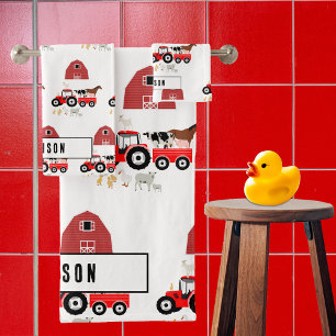 Conjunto De Toalhas Explorações agrícolas e Red Trator Barnyard Boys M