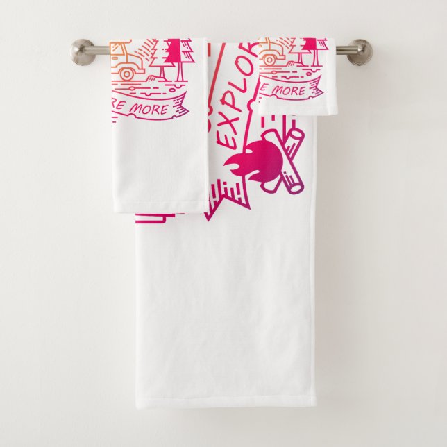 Conjunto De Toalhas Explore Mais Camper Rosa Van Mountain Lover (Insitu)