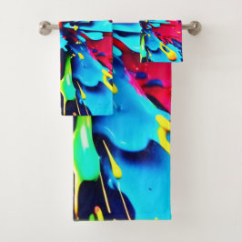 Conjunto De Toalhas Explosão de cor e pintura em abstrato