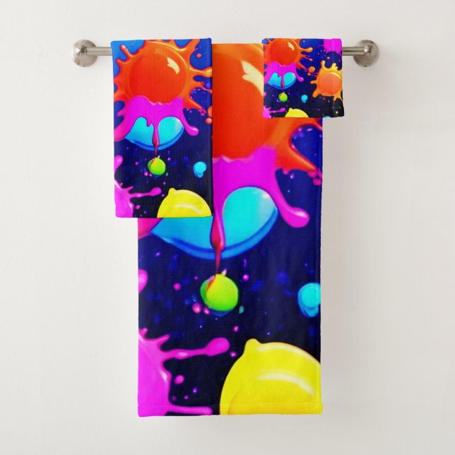 Conjunto De Toalhas Explosão de pintura de Abstrato vibrante (Insitu)