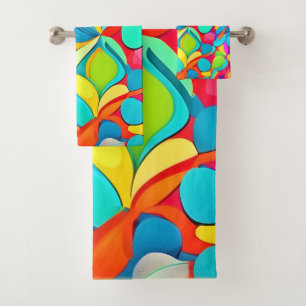 Conjunto De Toalhas Explosão Floral de Abstrato vibrante