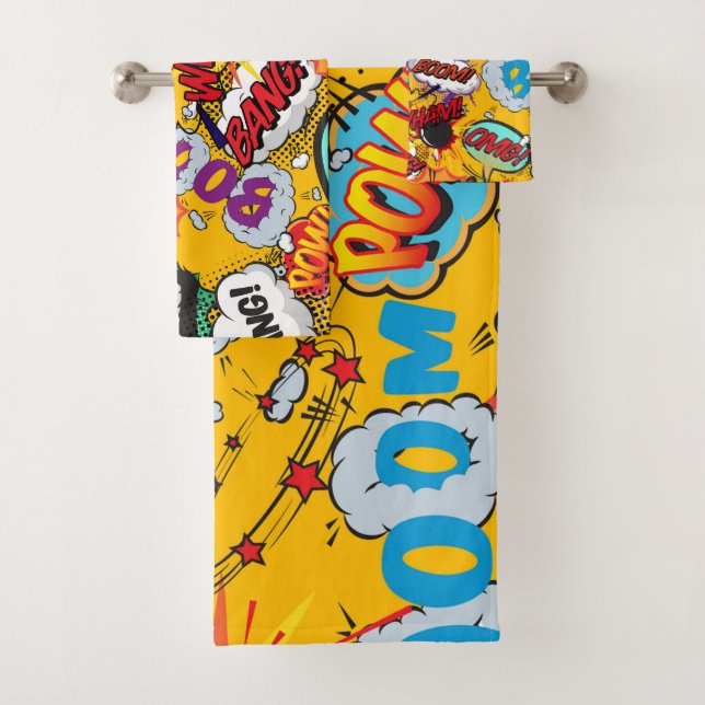 Conjunto De Toalhas Explosões Divertidas de Arte Pop de Quadrinhos Ret (Insitu)