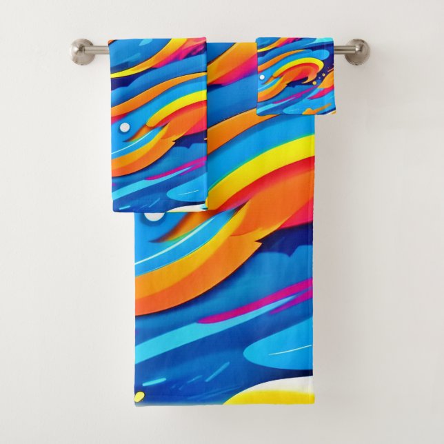 Conjunto De Toalhas Expressão Abstrato dinâmica colorida (Insitu)