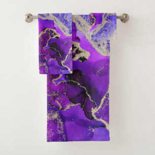 Conjunto De Toalhas Exquisita Violeta Roxa Dourada