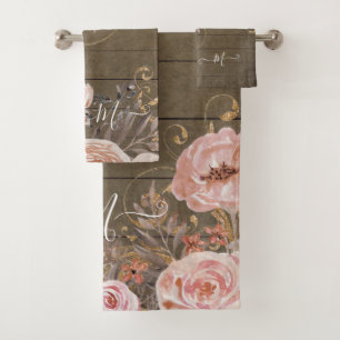 Conjunto De Toalhas Fábrica Rústica De Madeira Blush Pink Aquarela F
