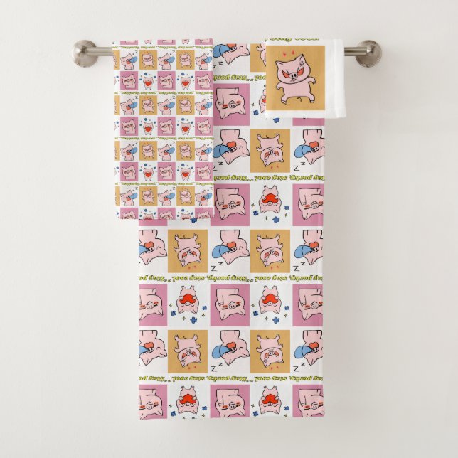 Conjunto De Toalhas faces de porco citações (Insitu)